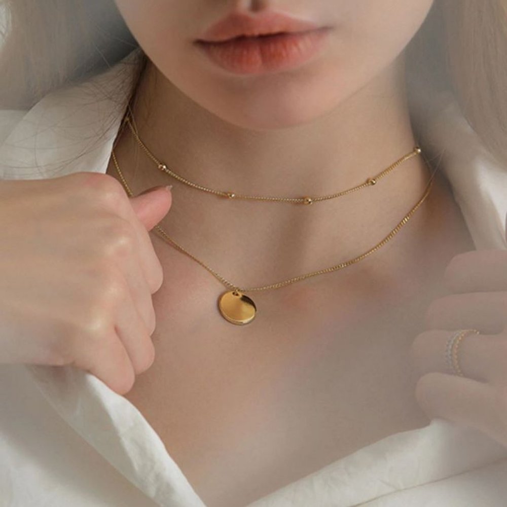 Layered Beads and Coin Necklace - Picture 3 of 5